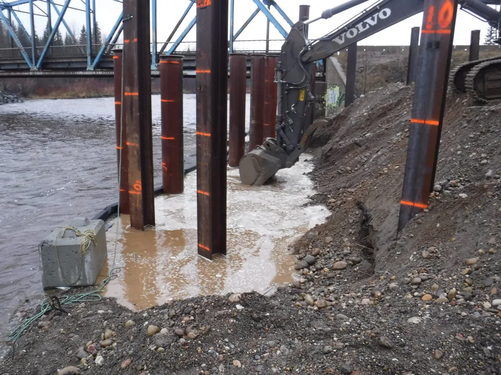 Excavator digging on worksite